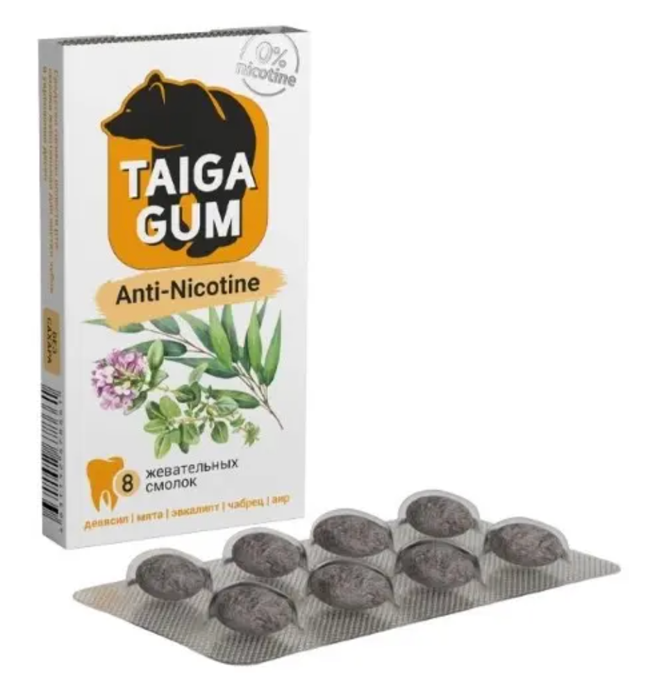 фото упаковки Taiga Gum Смолка жевательная Антиникотин из смолы лиственницы сибирской