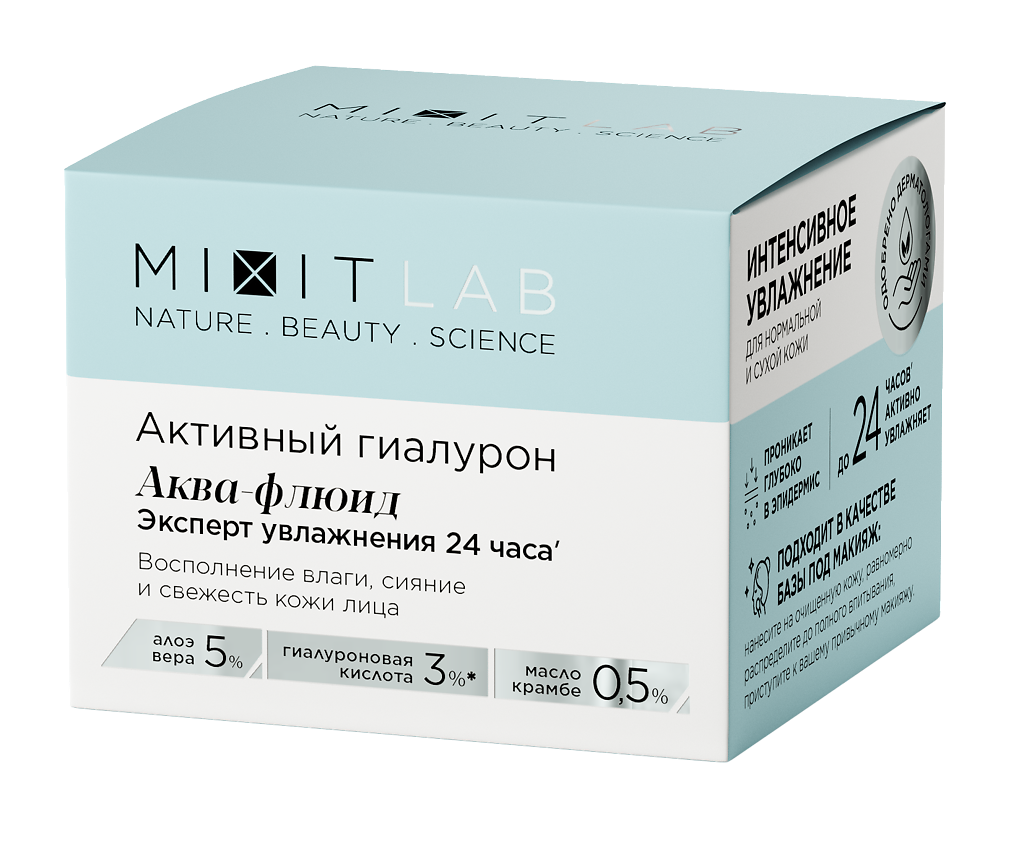 фото упаковки Mixit Lab Активный гиалурон Аква-флюид для сухой кожи