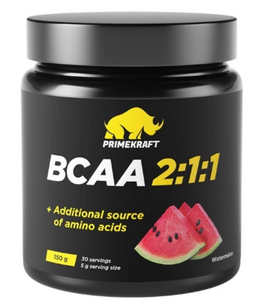 Prime kraft bcaa 2:1:1 аминокислоты, порошок для приема внутрь, арбуз, 150 г, 1 шт.