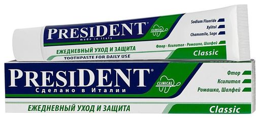 PresiDent Classic зубная паста, паста зубная, 100 мл, 1 шт.