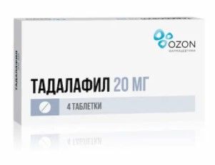 Тадалафил, 20 мг, таблетки, покрытые оболочкой, 4 шт.
