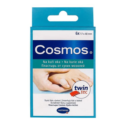 Cosmos Hydro-Active Пластырь мозольный на палец, 17х40 мм, пластырь в комплекте, 6 шт.