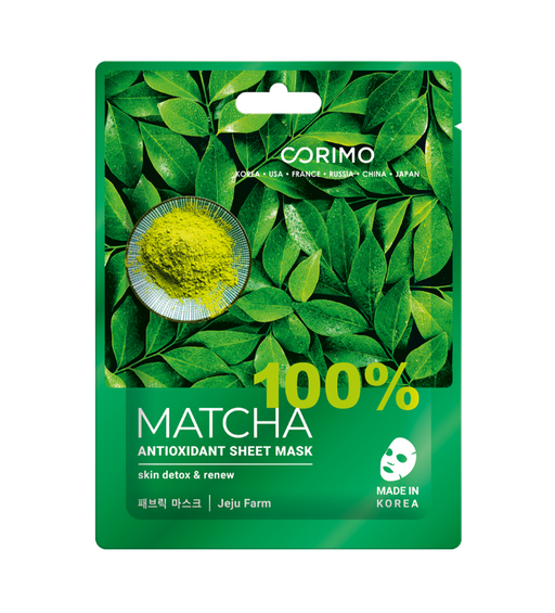 Corimo Matcha Маска для лица тканевая, маска для лица, антиоксидантная, 22 г, 1 шт.