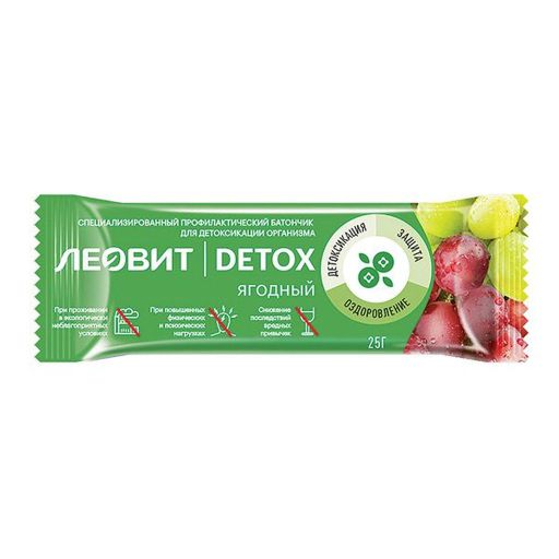 Леовит Detox батончик детоксикационный, ягодный, 25 г, 1 шт.